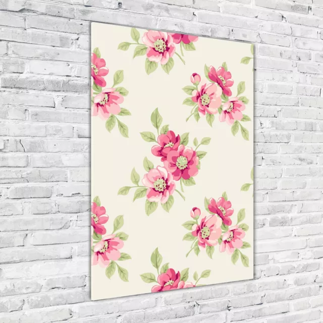 Tulup Pittura Su Vetro Tempereto Immagine 70x100cm - Fiori Rosa