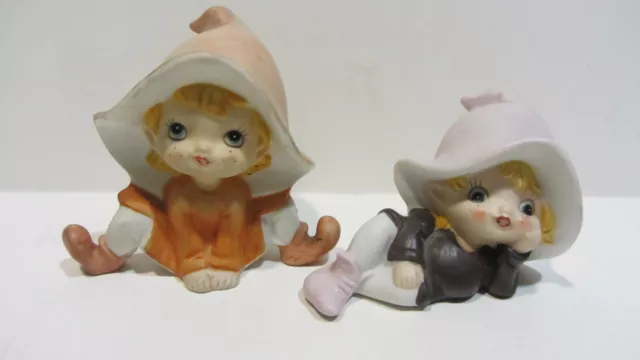 Vintage Homco Pixie Elf Fairy Figurines Lot Of Two ( 2) Made In Taiwan 5213