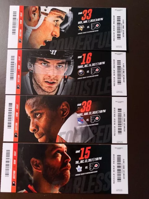 Philadelphia Flyers 2017-18 NHL ticket stubs - ONE TICKET - SEE LISTING