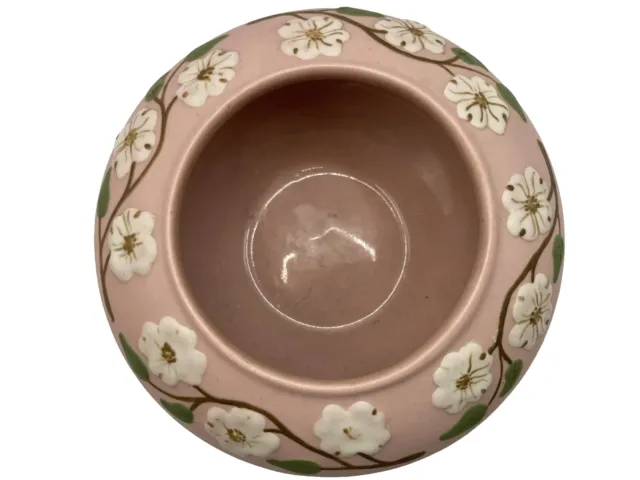 Pigeon Forge Art Pottery Vase Pink Dogwood Tennessee Low Planter Vtg USA Floral