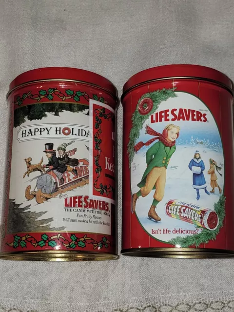 Vintage 1989 & 1991 Life Savers Limited Edition Christmas Holiday Keepsake Tin