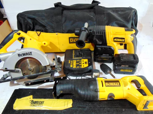 DEWALT 24V KIT Hammer Drill Circular Saw Reciprocating 2x Battery