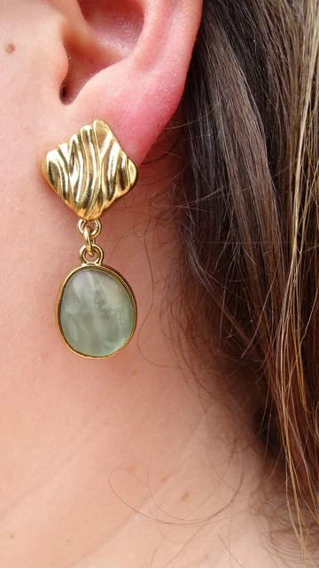 Boucles D'oreilles Vintage Oréna - Bakélite Plaqué Or Jaune, Clips/puces, Excellent état