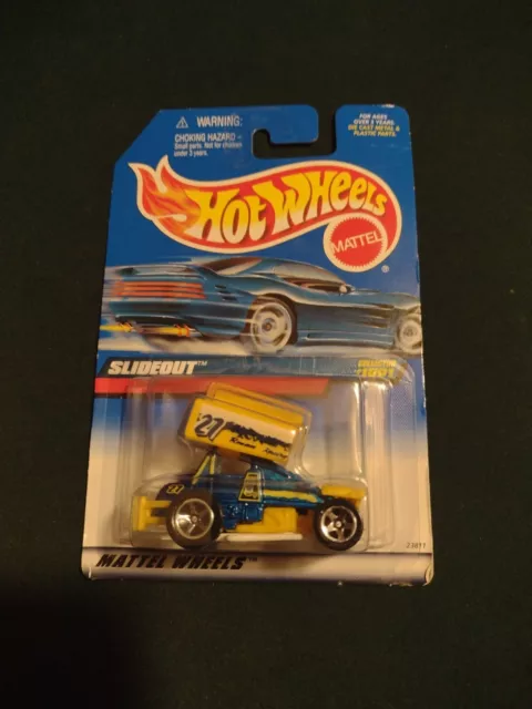 Hot Wheels 1999 Slideout #1001 Yellow Sprint Car #27 Mattel 5SP Wheels 23811