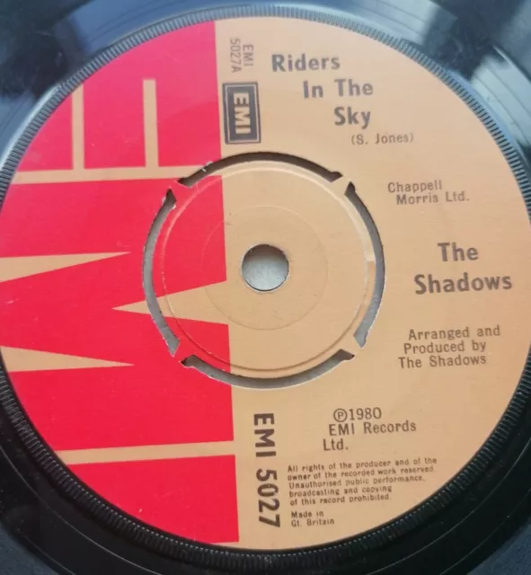 Riders In The Sky by The Shadows 7" 45RPM Single 1980 EMI 5027 VG+/VG+