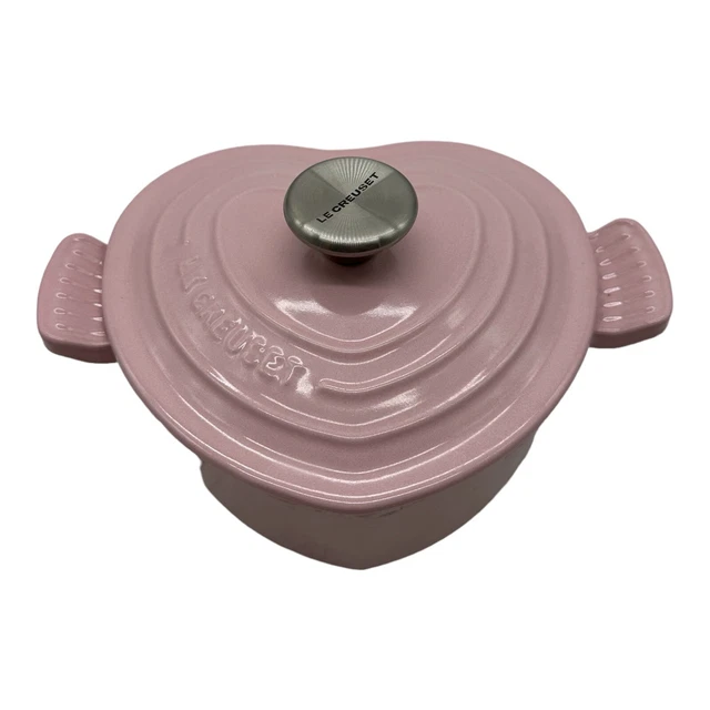 LE CREUSET HEART Shaped Chiffon Pink Cast Iron Cocotte Casserole Pot 1