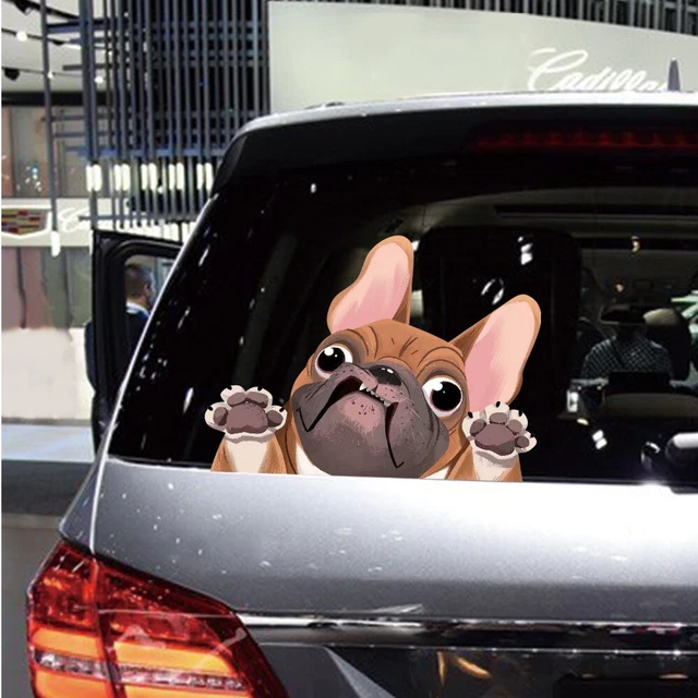 Dog Sticker Rear Window Automatic Bulldog Carton Graphic Vinyl Decal For Car SUV