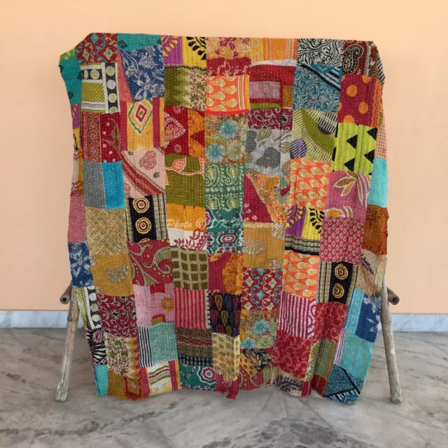 Couvre-lit simple Vintage Ralli Patchwork Kantha, couvre-lit, chemin de lit