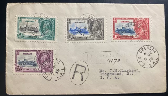 1935 Grenada First Day Cover FDC To Ridgewood NJ USA King George V Jubilee