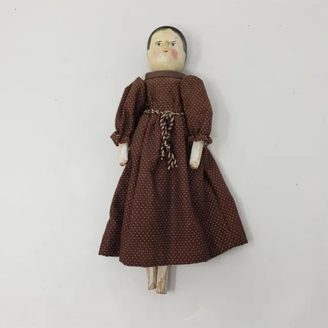 Vintage Grodner Tal Grodnertal Style Wooden Carved Peg Doll