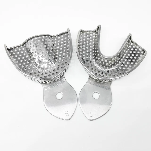 Dental Autoclavable Metal Impression Trays Stainless Steel Upper + Lower Choose