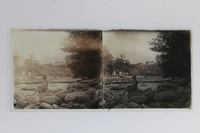 France Femme Photo Stereo P50L2n7 Plaque de verre Vintage c1930
