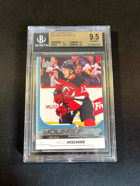 2017-18 Upper Deck Series 1 NICO HISCHIER Young Guns Rookie Card Rc #201 BGS 9.5