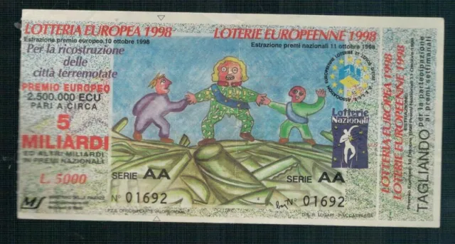 Biglietto  Lotteria Europea 1998