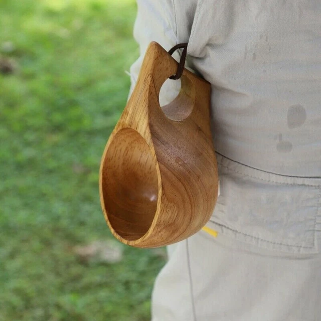 Natural Wooden Handmade Cup Lapland Finland Kuksa Wood Tea Coffee Milk Drink Mug