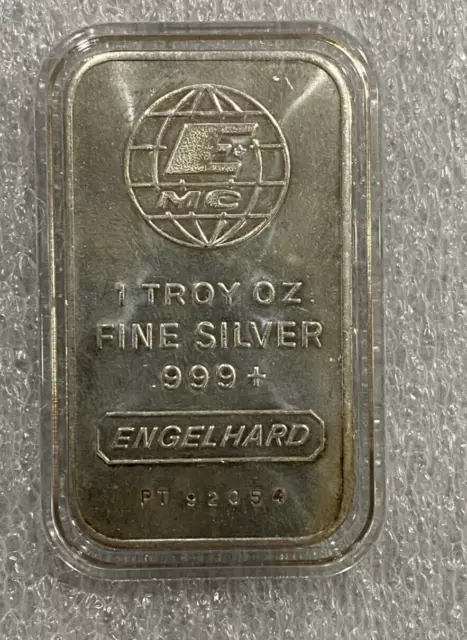 Vintage Engelhard 1 oz 999 Fine Silver Bar  ~~ RARE ~~ PT Serial Number