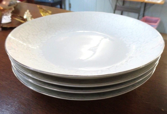 Continental China Designed by Raymond Loewy White Roses Bowl 8 3/4 Set of 4 Continental China Designed by Raymond Loewy White Roses Bowl 8 3/4 Set of 4