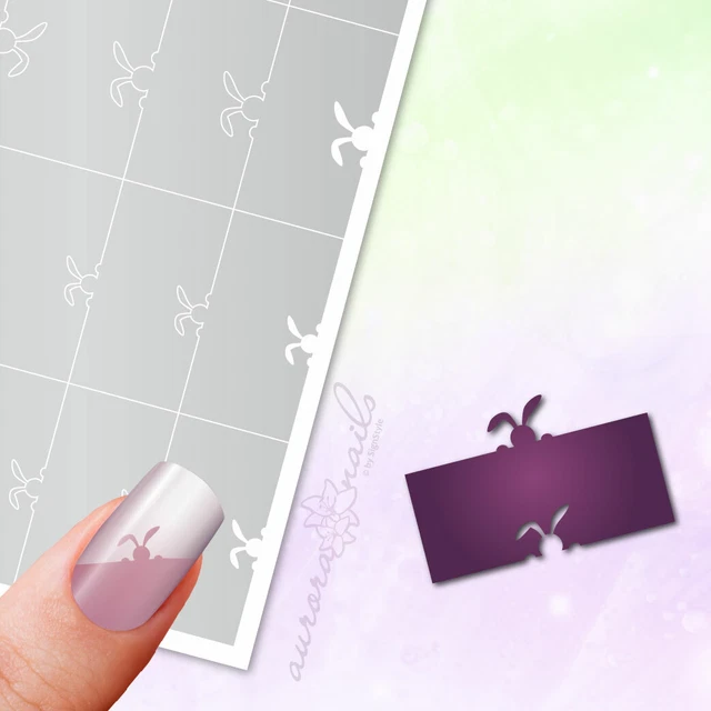 Plantillas para aerógrafo y arte de uñas O071 adhesivo conejo de Pascua francés