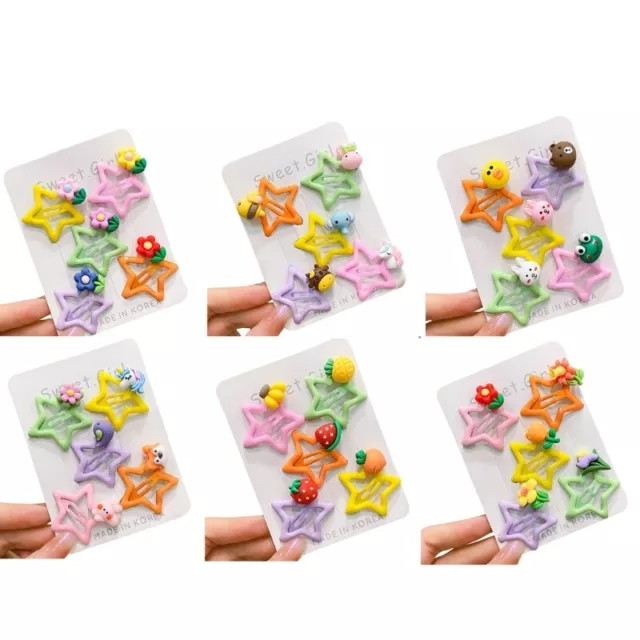 5pcs Epoxy Star Hair Clips Girls BBHair Pins Children Cute Hair Pin Pet Hairclip