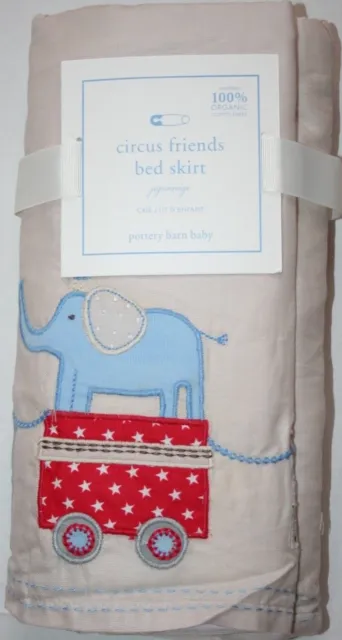 Pottery Barn Baby Circus Friends Crib Bed Skirt with 16" Drop NEW 28" X 52"