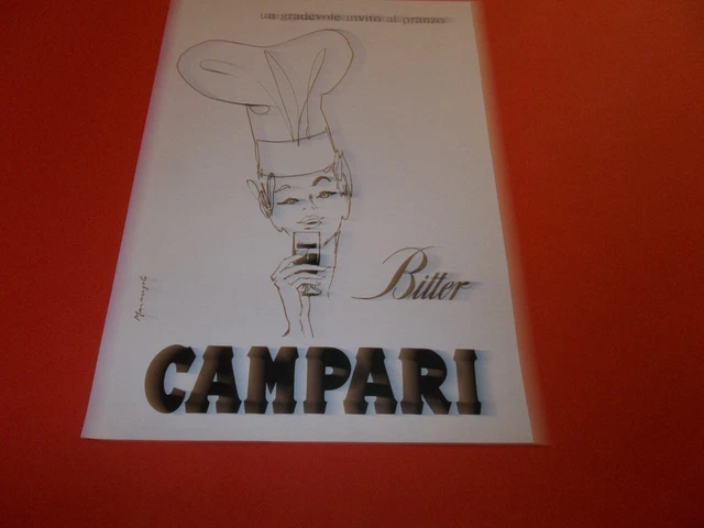 Pubblicita'  1968 Bitter Campari  Cuoca Invito Al Pranzo Ill. Marangolo