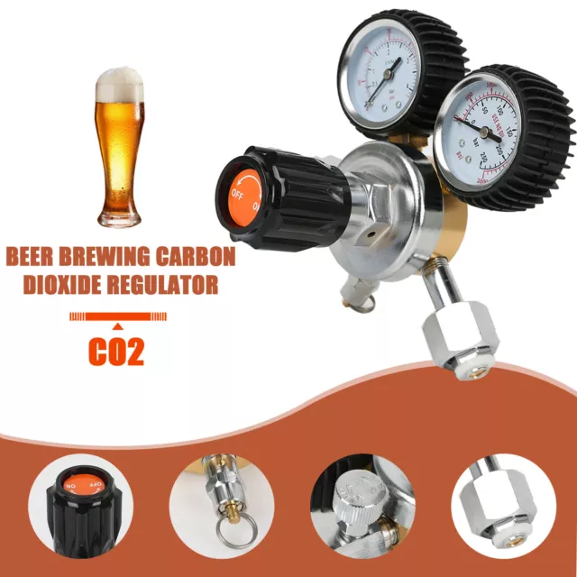 CO2 Gauge Regulator Beer CO2 Pressure Relief Valve W21.8 0-3000PSI Beer Brewing