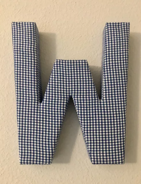 Fabric Covered Wall Letter - Blue Gingham - Letter W