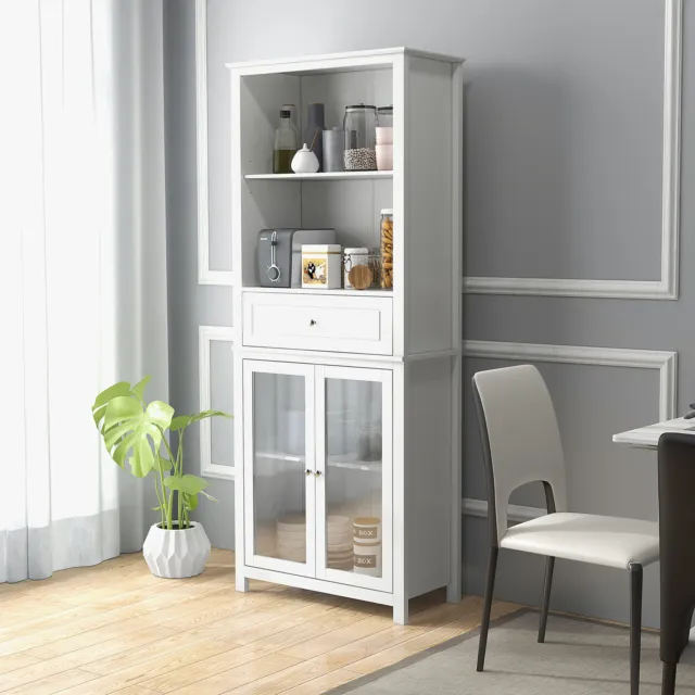 Freestanding Kitchen Cupboard Pantry Storage Cabinet for Dining Room White