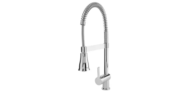 Einhebelmischer Spültisch mit Spiralfeder Wasserhahn Küchenarmatur silber