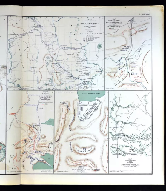 Civil War Map Battle of Fredericksburg Virginia & Dakota Sioux Expedition Mounds 3