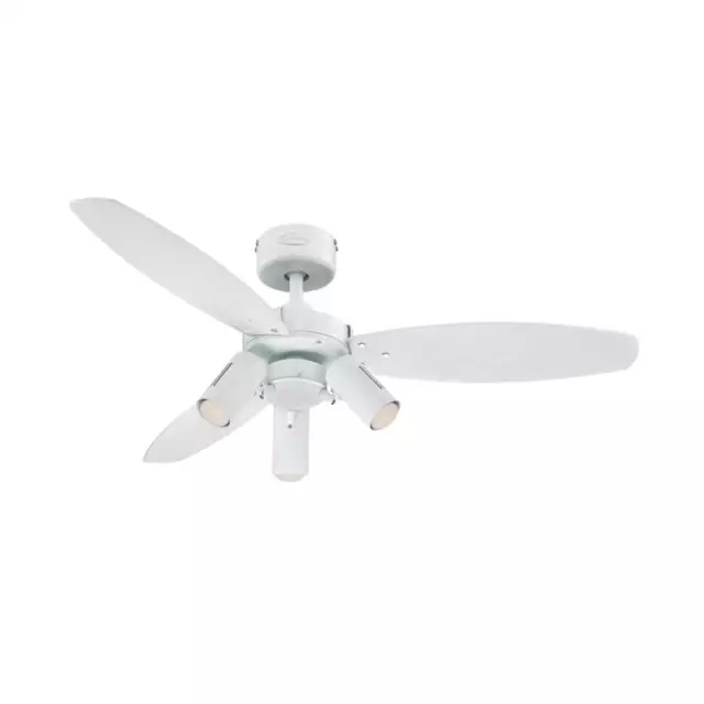 Lampe Ventilateur de plafond avec télécommande JET PLUS Blanc Erable 105 cm