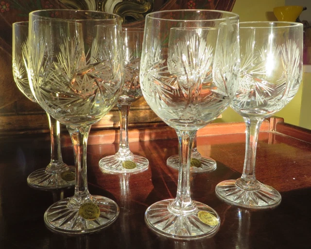 6 GRANDS VERRE EN CRISTAL DE COULEURS H=21,5 Cm