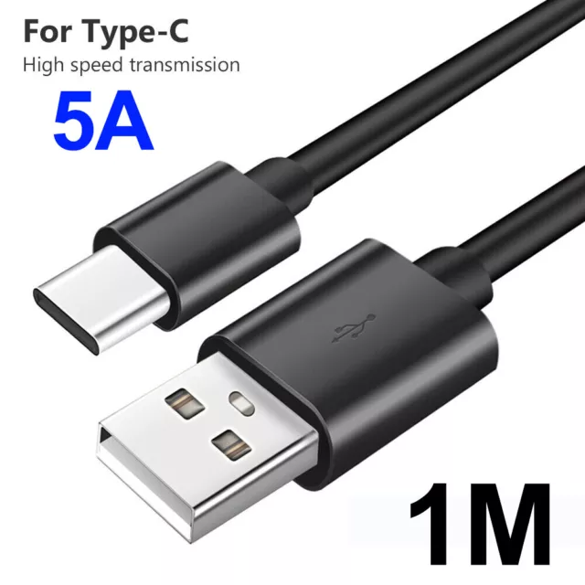 Heavyduty Fast Charge Type C USB-C Data Sync Charger Charging Cable Lead Black