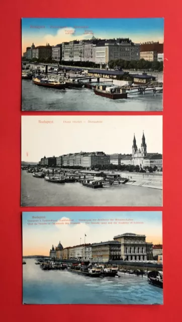 3 x AK BUDAPEST in Ungarn um 1910 Donau Dampfer Anlegestelle  ( 45037