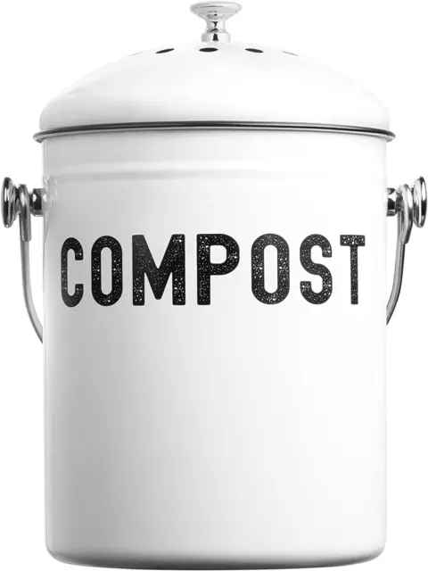 Countertop Compost Bin Kitchen | 1.3 Gallon | Odorless Composting Bin with Carbo