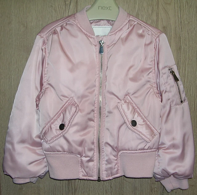 NEXT Girls Pink Satin Bomber Jacket Coat Age 4 104cm