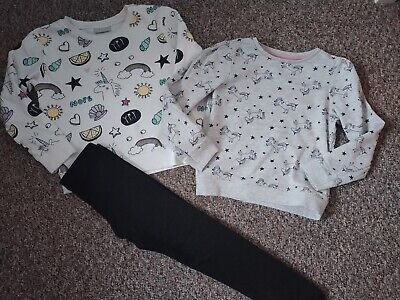 Girls Outfit Unicorn Matalan/Nutmeg Jumpers And Primark Leggings 5-6 Years