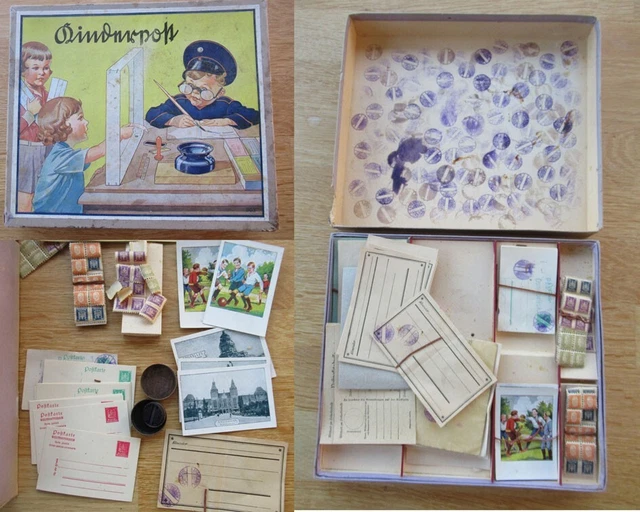 Original altes Spiel / Kinderpost / Post vor 1945 / noch mit viel Inhalt