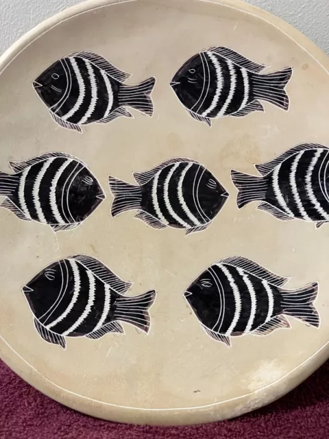VTG African Art Soapstone 10" Plate