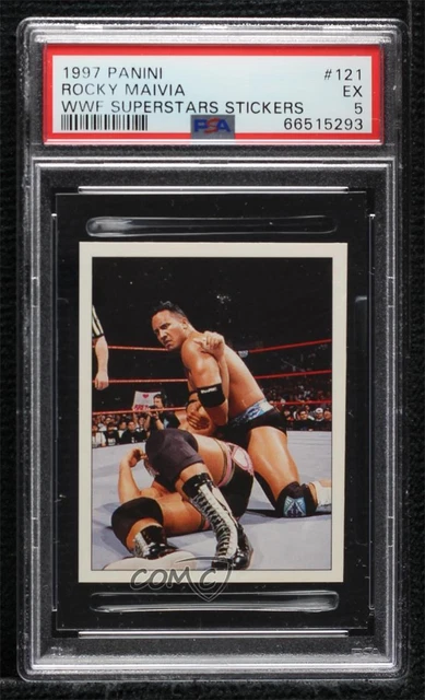 1997 Panini WWF Superstars Album Stickers Rocky Maivia #121 PSA 5