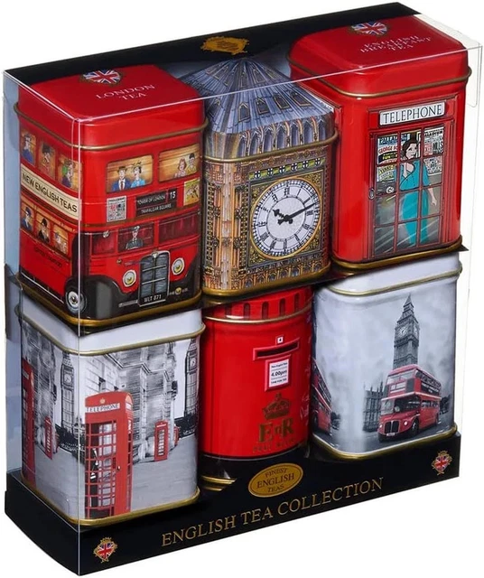ICONIC LONDON SIGHTS 6X Tea Tins with Fine English Breakfast Loose Leaf ...