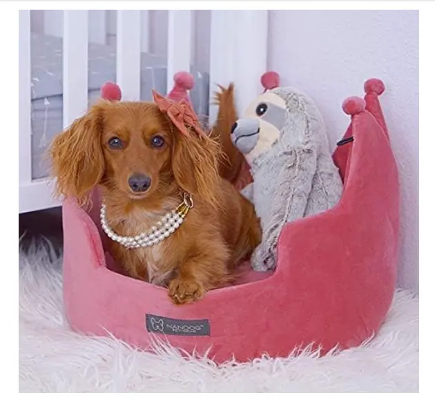 Nandog Cat Dog Crown Bed Pink Micro Plush Sm/Med Breeds   25lbs NEW 16x16x12