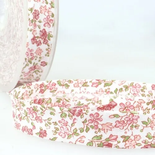 Stephanoise 20mm Floral Bias Binding Tape Pink - per metre