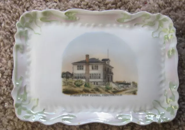 Circa 1907 Wheelock Souvenir China Tray-Public High School-Truckee-California-Ca