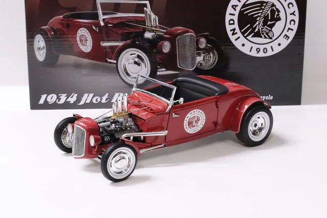 GMP 1/18 Scale 18958 - 1934 Hot Rod Roadster Indian Motorcycle - Red