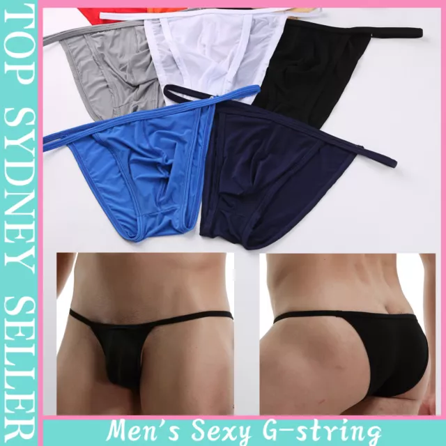 Men's G-String Underwear Sexy Bikini Briefs Low Rise Tanga Panties Underpants AU