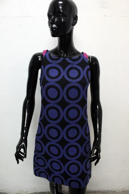 Desigual Vestito Donna Taglia 36 Abito Dress Blu/Nero Cotone Logo Woman