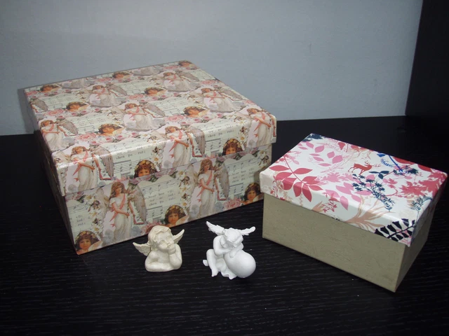 Weihnachten - 2 x Geschenkebox -Geschenk Karton Box + 2 kleine Engel