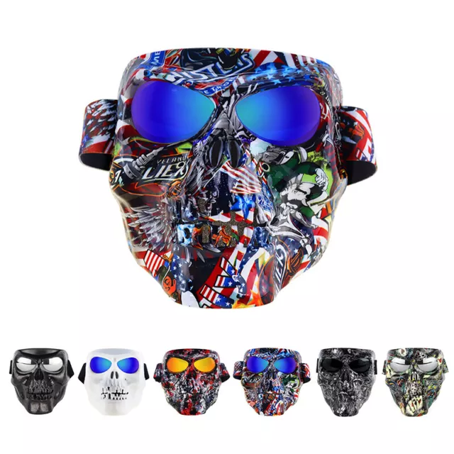 Motorcycle Goggles Skull Face Mask Shield ATV Racing Off-road Dirt Bike Glasses