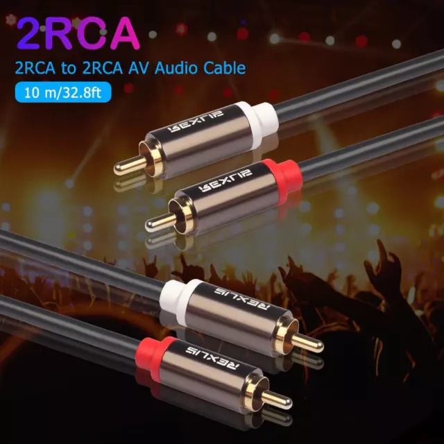 2RCA to 2 RCA Male to Male Gold-Plated Audio Cable for Home Theater DVD TV 3